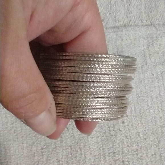 Silvertone multi wire bracelet wide - Picture 1 of 4